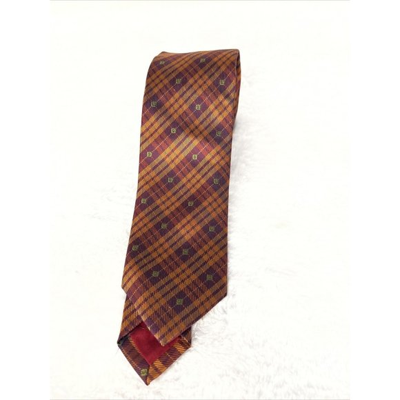 A. Picci Seta Di Como  Mens Neck Tie Silk Brown Striped Plaid Italy - Picture 1 of 7